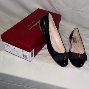 Salvatore Ferragamo Women's Varina 1cm Patent Leather Flats